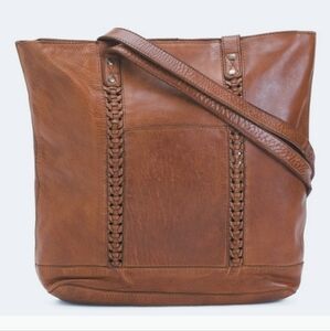 Vilenca Holland Anthro Tote Woven Leather Shoulder Bag North South Stitch Boho